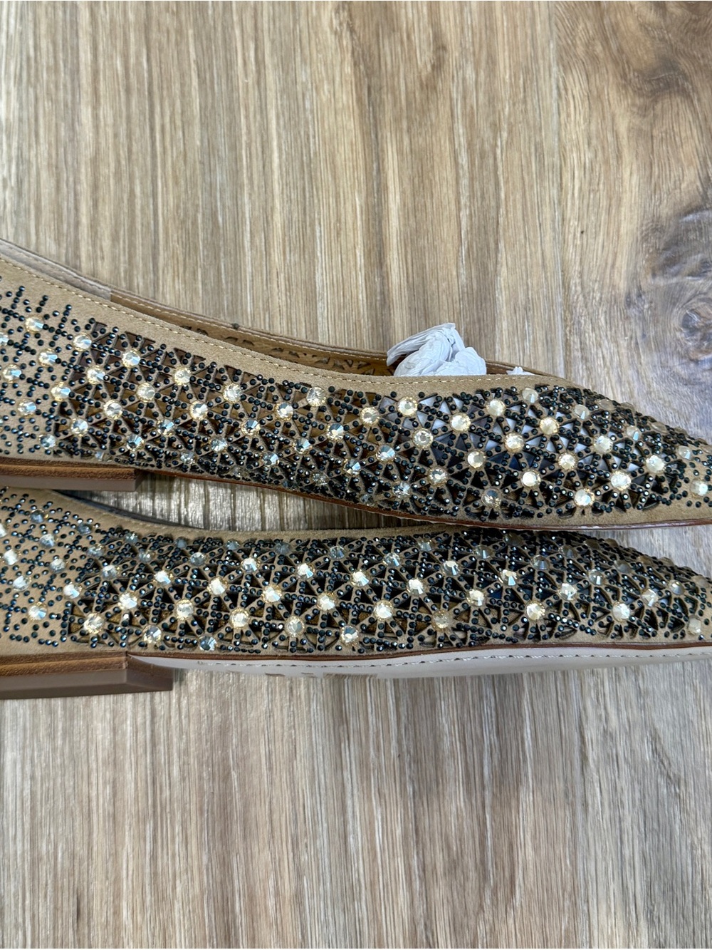 Birdies The Goldfinch Quartz Crystal Suede Embellished Flats Size 8.5 - Picture 6 of 11
